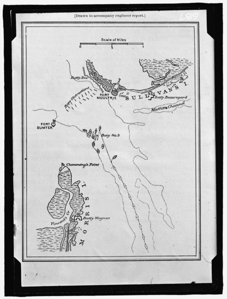 Map showing Fort Sumter and Fort Moultrie, between 1909 and 1914. Creator: Harris & Ewing.