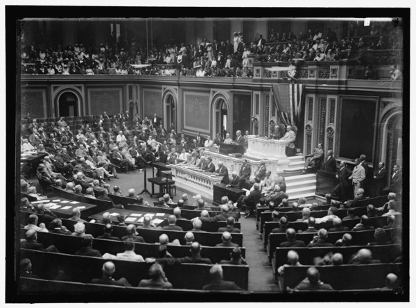 Woodrow Wilson Addressing Congress, between 1910 and 1917. Creator: Harris & Ewing.