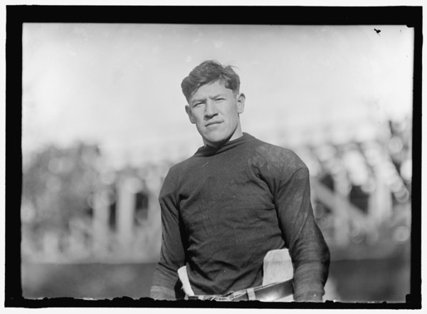 Football player Jim Thorpe, between 1910 and 1920. Creator: Harris & Ewing.