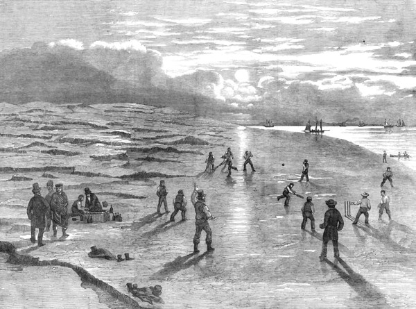 Cricket Match upon the Goodwin Sands, 1854. Creator: Unknown.