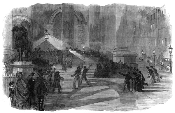 The Lord Mayor Proclaiming at the Royal Exchange the Victory on the Alma, 1854. Creator: Unknown.
