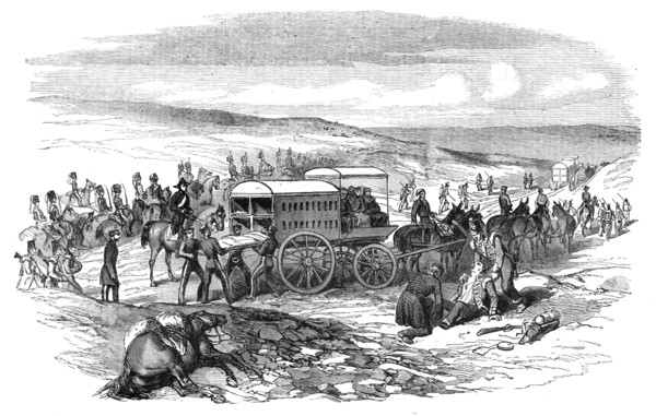 Siege of Sebastopol - Mr. Guthrie's Ambulance Waggons, 1854. Creator: Unknown.