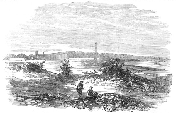 Price's Patent Candle Company - the Bromborough Pool Candle-Works - from the Mersey, 1854. Creator: Unknown.