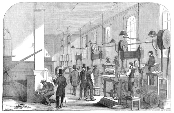 The Bank-Note Printing-Room, at the Bank of England, 1854. Creator: Unknown.