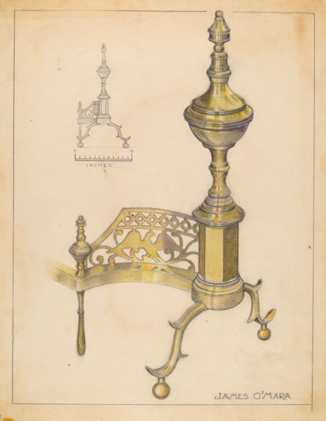 Andirons, c. 1936.