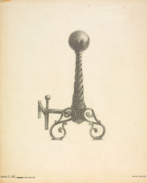 Andirons, c. 1937.