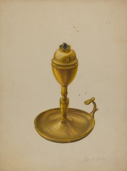 Brass Oil Lamp, c. 1939.