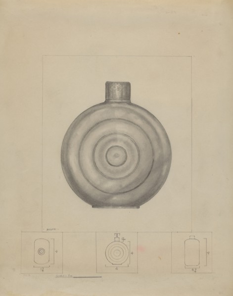 Pewter Dram Bottle, c. 1936.