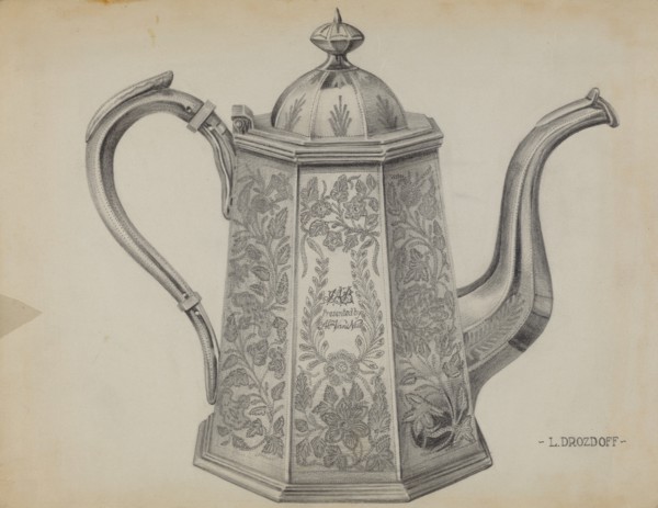 Silver Chocolate Pot, c. 1936.