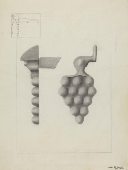 Iron Shutter Fastener, c. 1936.