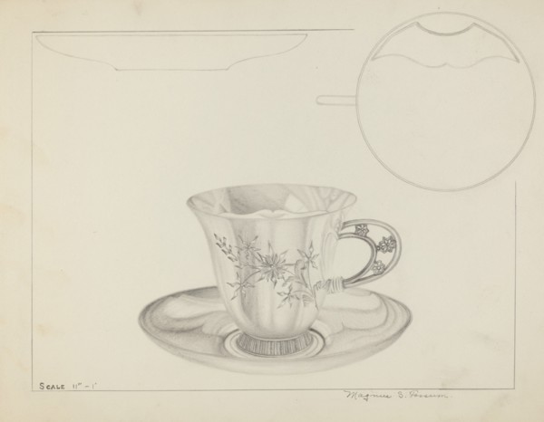 Silver Cup and Saucer, c. 1936.