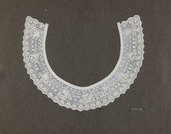 Embroidered Linen Collar, c. 1937.