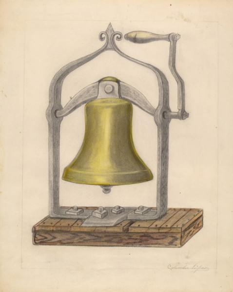 Portable Brass Hand Bell, c. 1936.