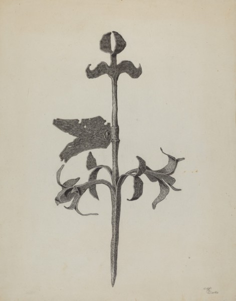 Wrought Iron Weather Vane, c. 1937.
