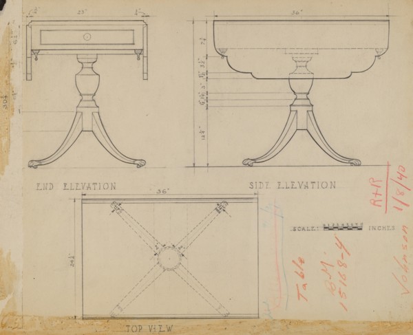 Drop Leaf, Pedestal Table, 1935/1942.