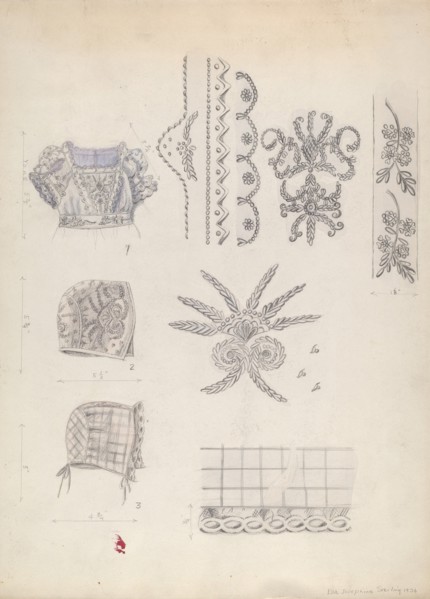 Infant's Dress Yoke and Mull Cup, 1936.