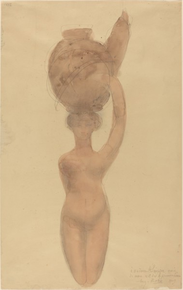 Nude Woman Carrying Vase on Head, 1909.
