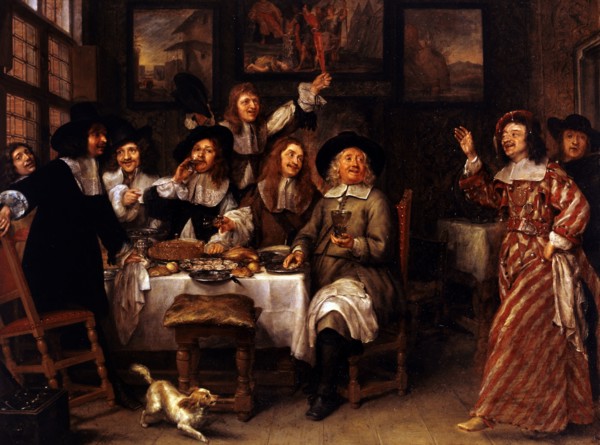 Repas d'artistes, after 1660. Artists' meal.
