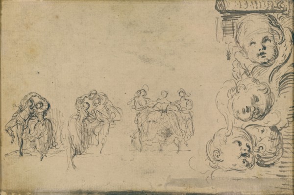 Sketches of Dancers and Heads of Putti, 1748.