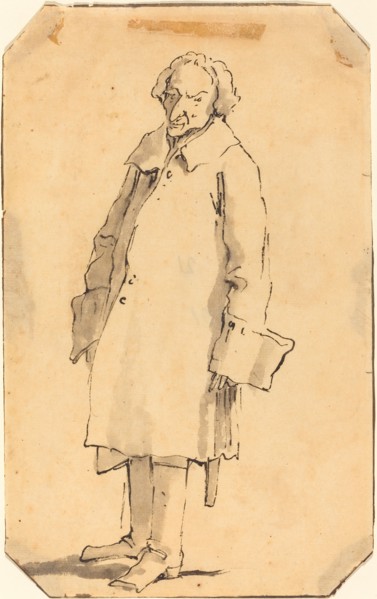 A Standing Man Wearing a Great Coat and Boots.
