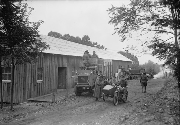 Army, U.S. Army Motorcycle And Side-Car, 1917.