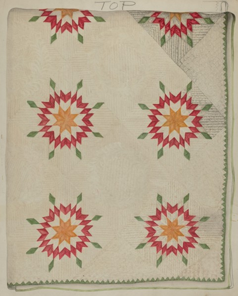 Quilt - Applique Patterns with Border, c. 1936.