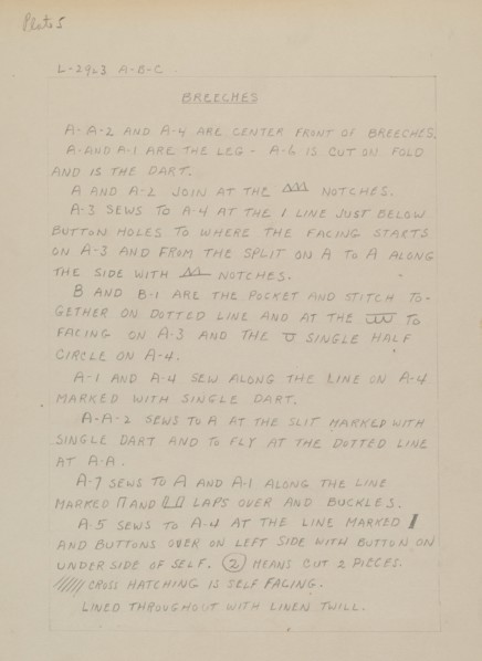 Written Instructions for Making a Suit, c. 1938.