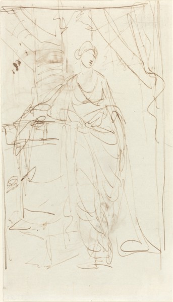 An Elegant Lady in Classical Dress [recto], 1780s.