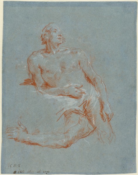 Male Nude Leaning on His Elbow (verso), 1752/1753.