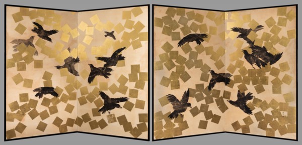 Flight of crows in a snow storm, 19th-20th century.