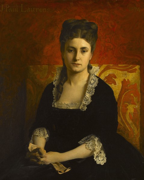 Portrait de femme en robe noire tenant un gant, 1874.