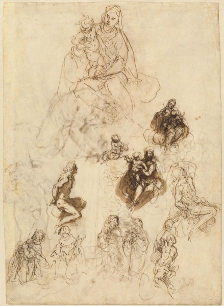 Studies of the Virgin and Child with Saints, c. 1611.