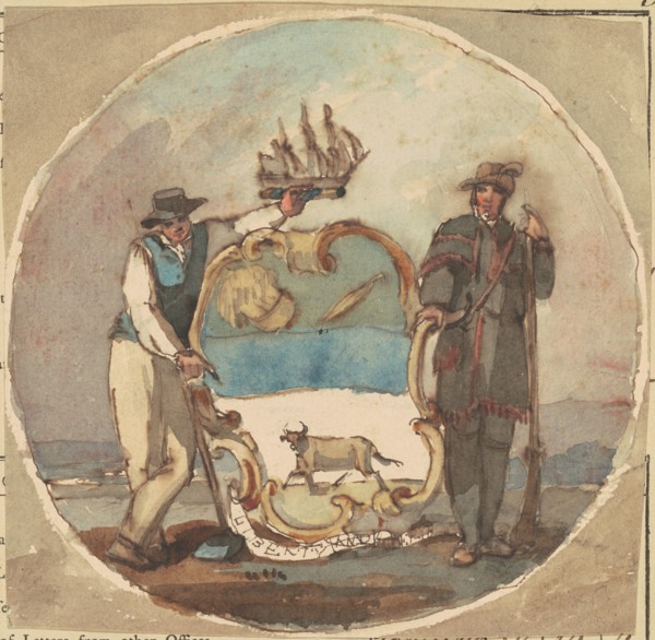 Study for "The Great Seal of the State of Delaware", c. 1847.