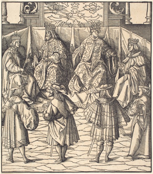 Assembly of Four Kings, in the foreground Four Men, 1514/1516.