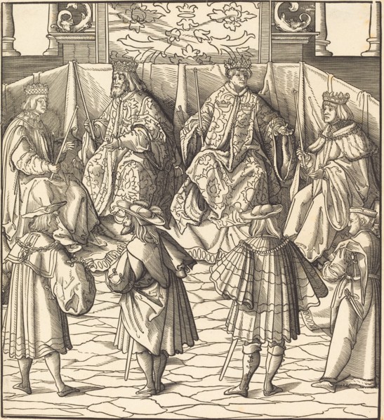 Assembly of Four Kings, in the foreground Four Men, 1514/1516.