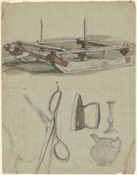 Studies of a Sled and Various Household Objects, c. 1870-1890.