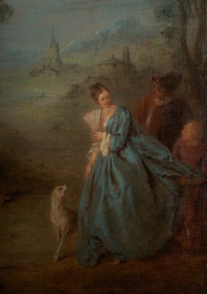 Assemblée dans un parc, between 1715 and 1736. Party in a park, detail.