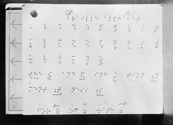 Braille Alphabet At Library For The Blind - Institute of The Blind, 1912.