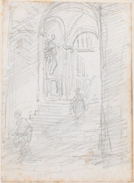 Figures on a Monumental Interior Stairway [recto], probably c. 1754/1765.