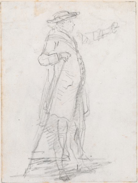 Man with a Walking Stick, Seen in Profile [recto], probably c. 1754/1765.