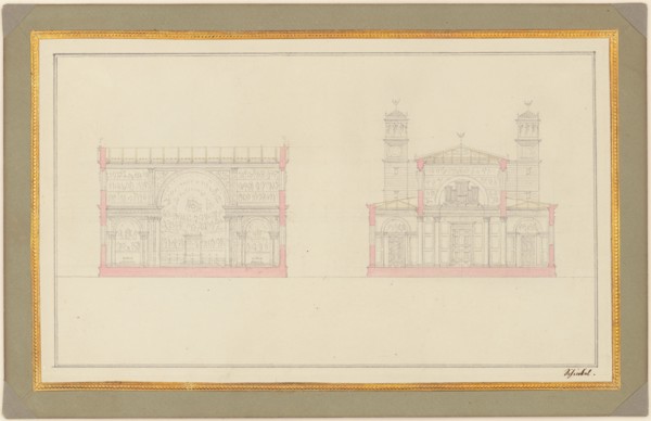 Section of the Crossing and the West End of a Cathedral for Berlin, 1827.