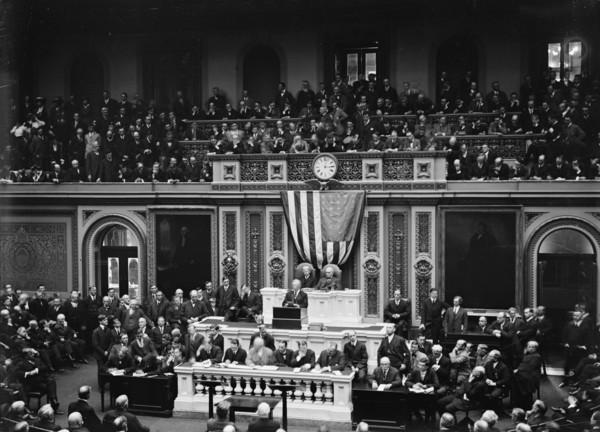 Wilson Before Congress...1913. US president Woodrow Wilson, Washington DC.
