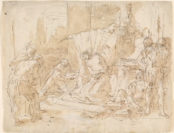 The Sacrifice of Iphigenia (recto) / Study of a Male Nude (verso), c. 1726.