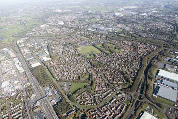 Washington New Town and environs, from the south west, Tyne and Wear, 2018.