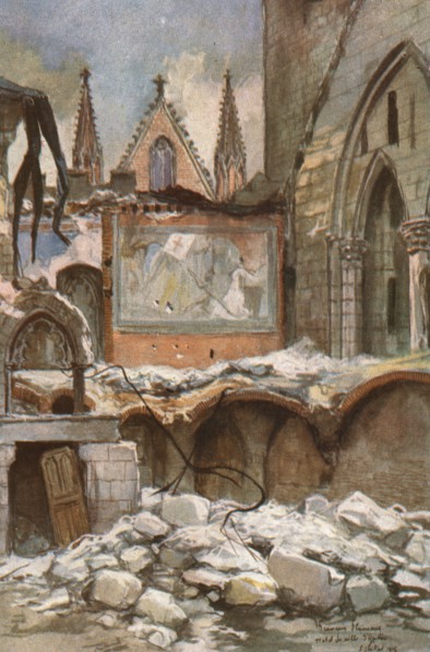 ''Interieur de l'Hotel de Ville d'Ypres.', c1915. Creator: Francois Flameng.