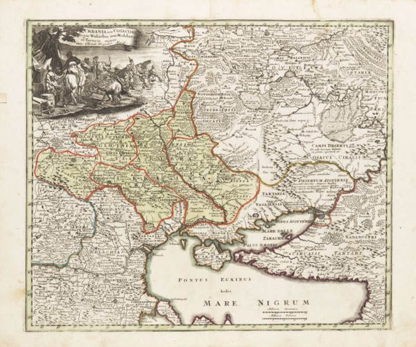 Map of Ukraine and surroundings of the Black Sea, um 1700. Private Collection.