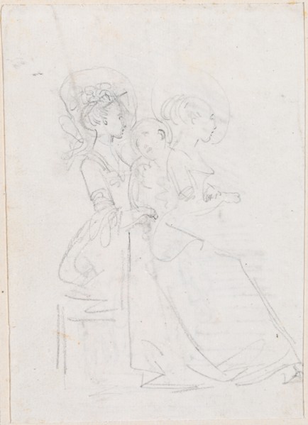 Two Seated Women with Male Figure between Them [verso], probably c. 1754/1765.