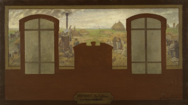 Esquisse pour la mairie de Fresnes : Sur le plateau - Les batteurs de blé, 1905.