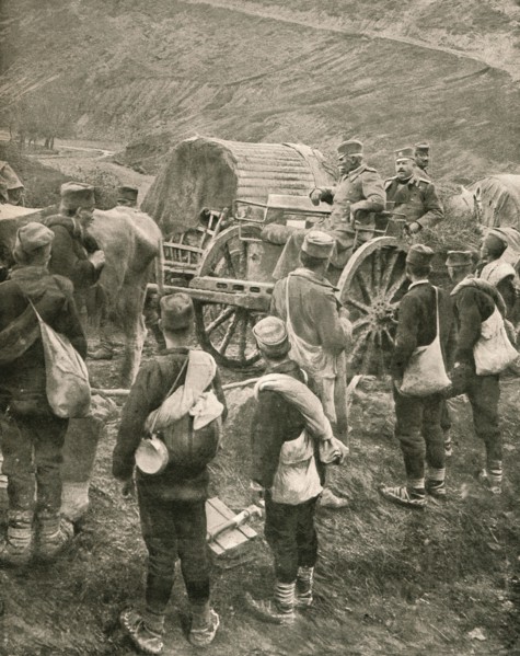 ''Le Vieux Roi Pierre de Serbie sur la Route de L'Exil.', 1916. Creator: Unknown.