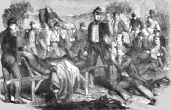 'Sebastopol; Carrying the Wounded to the Hospital Lines', 1854. Creator: Unknown.